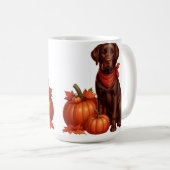 Mug Labrador au chocolat avec Bandana rouge par Citrou (Devant droit)