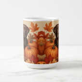 Mug Labrador au chocolat en automne Cadre avec Citroui (Centre)
