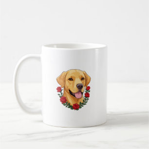 Mug Labrador avec des roses rouges
