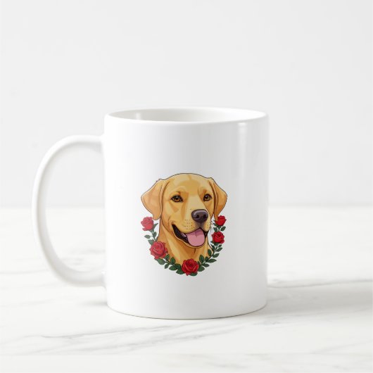 Mug Labrador avec des roses rouges (Gauche)