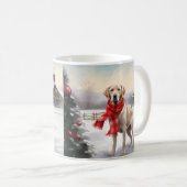 Mug Labrador dans la neige de Noël (Devant droit)
