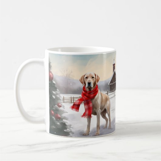 Mug Labrador dans la neige de Noël (Gauche)
