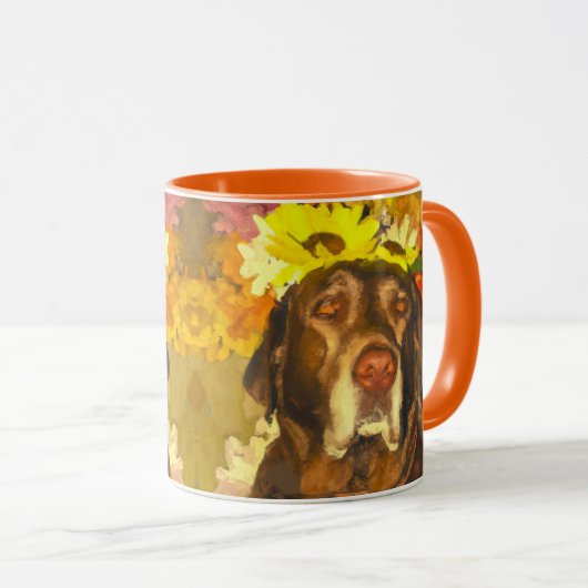 Mug Labrador en fleurs (Devant droit)