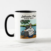 Mug Labrador et papa noirs personnalisés (Gauche)