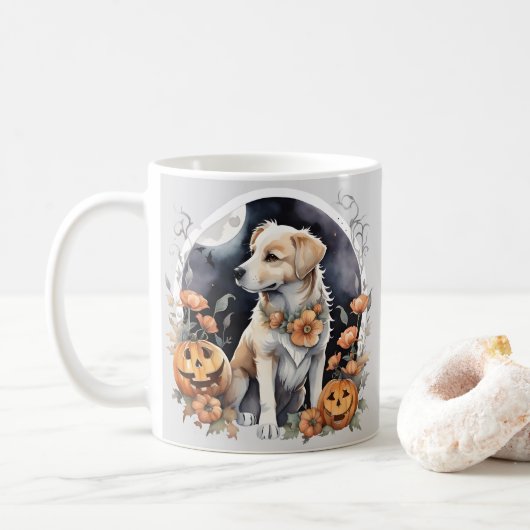 Mug Labrador Halloween Floral Adorable Fall Pet (Avec donut)