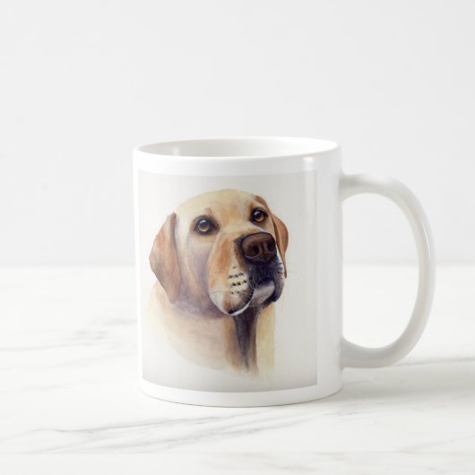 Mug Labrador jaune avec le texte d'information de race (Droite)