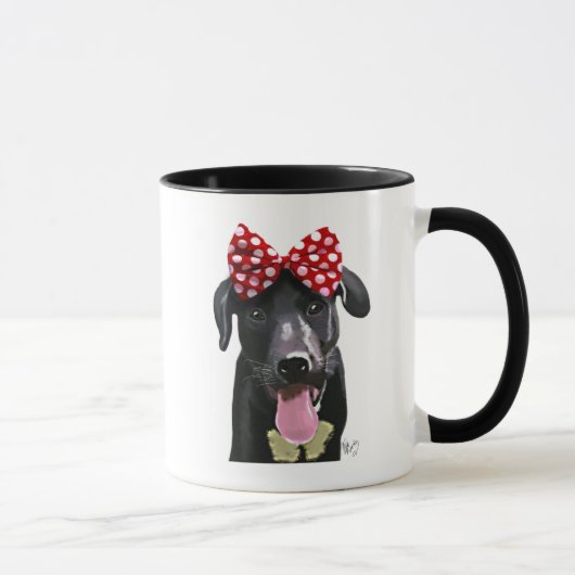 Mug Labrador Noir Avec Bois Rouge Sur La Tête (Droite)