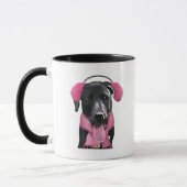 Mug Labrador Noir Avec Bouteilles Oreilles (Gauche)