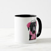 Mug Labrador Noir Avec Bouteilles Oreilles (Devant droit)