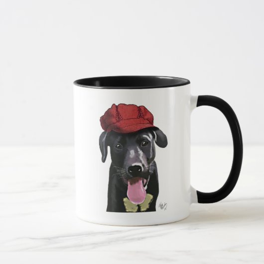 Mug Labrador Noir avec Casquette rouge (Droite)
