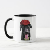 Mug Labrador Noir avec Casquette rouge (Gauche)