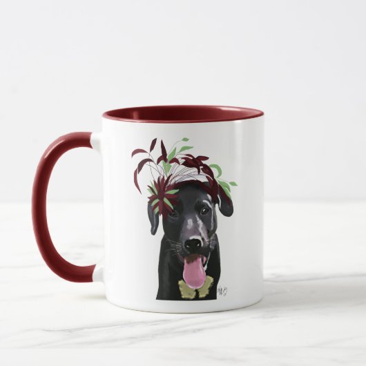 Mug Labrador Noir Avec Fascinateur Vert (Gauche)