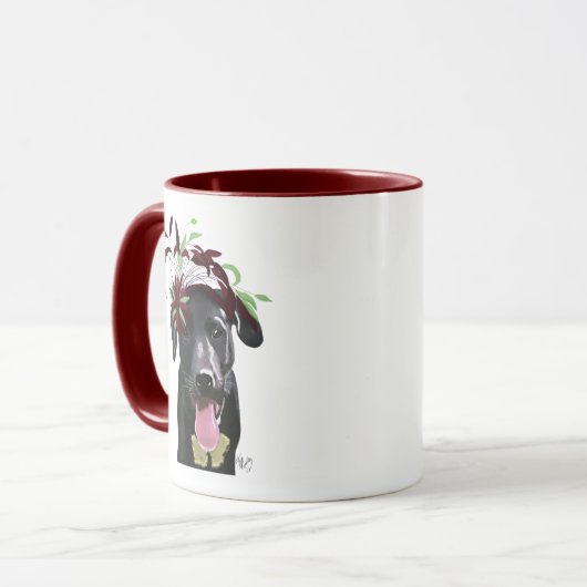 Mug Labrador Noir Avec Fascinateur Vert (Devant gauche)