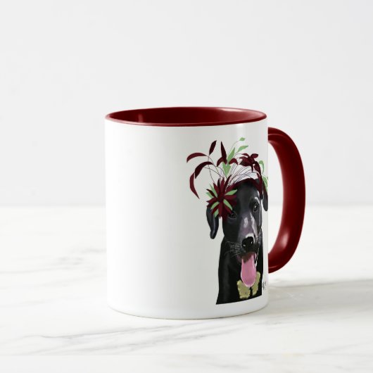 Mug Labrador Noir Avec Fascinateur Vert (Devant droit)