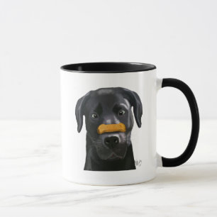 Mug Labrador noir avec l'os sur le nez