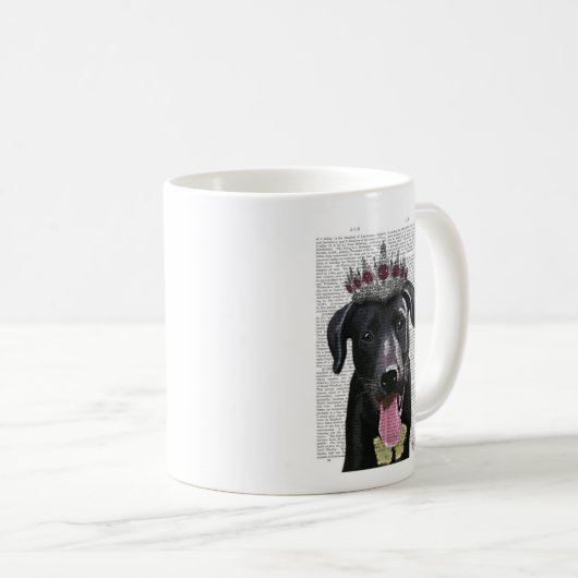 Mug Labrador Noir Avec Tiara (Devant droit)