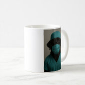 Mug Labrador noir en tenue de bloc (Devant droit)
