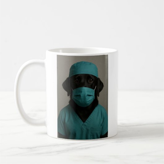 Mug Labrador noir en tenue de bloc (Gauche)