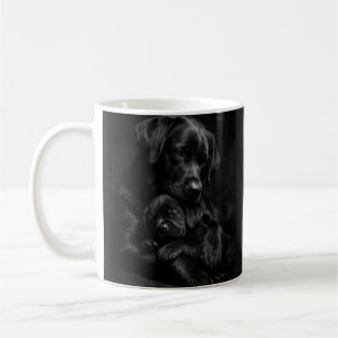 Mug Labrador noir, parent et enfant, Étreinte d'amour