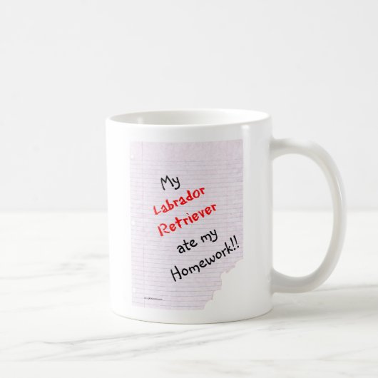 Mug Labrador Retriever a mangé mes devoirs (Droite)