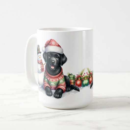 Mug Labrador Retriever Chien Chien Chien Snowman Noël (Devant gauche)