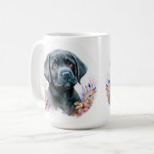 Mug Labrador Retriever Chien Moderne Floral Chiot (Devant gauche)