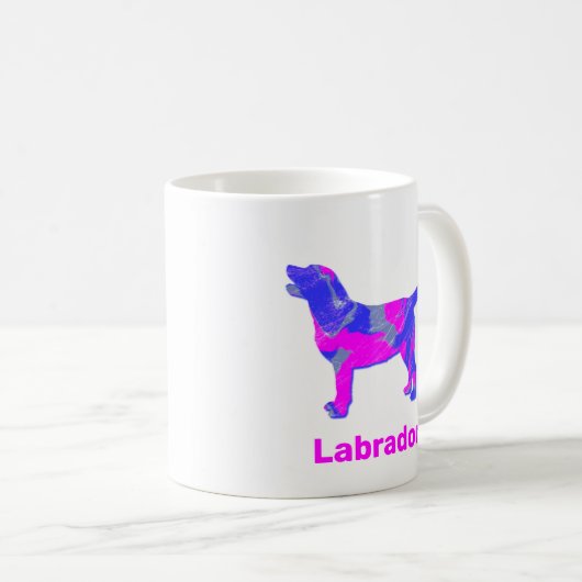 Mug Labrador Retriever Chien Silhouette Fou Rose Hot (Devant droit)