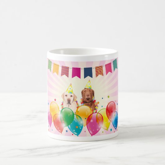 Mug Labrador Retriever Dog Balloons Anniversaire (Centre)