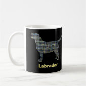 Mug Labrador Retriever Dog Yellow & Blue Grid (Gauche)