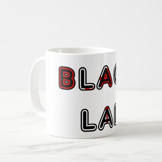 Mug Labrador Retriever Lab noir Drapeau dans le nom (Devant gauche)