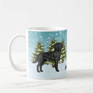 Mug Labrador Retriever Noir Forêt d'Hiver Nom Personna