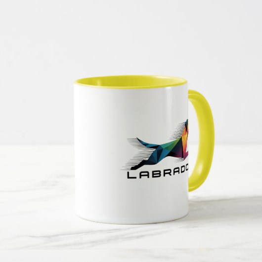 Mug Labrador retriever poligonal en amarillo y azul (Devant droit)