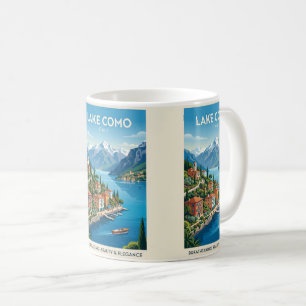 Mug Lac de Côme Italie Affiches de voyage vintage Art