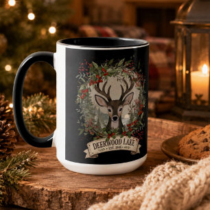 Mug Lac Deerwood Noël Rustique en Bois Cerf