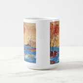 Mug 'Lac et Arbre en Jaune' Art acrylique sur toile (Centre)