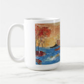 Mug 'Lac et Arbre en Jaune' Art acrylique sur toile (Gauche)