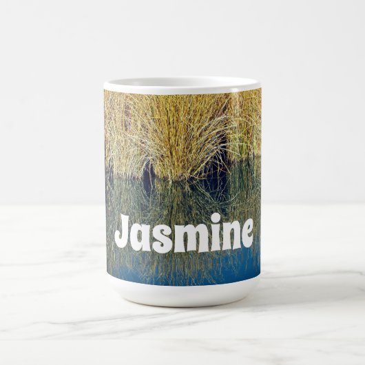 Mug Lac Grass Blue Water Reflection Photo Nature (Centre)