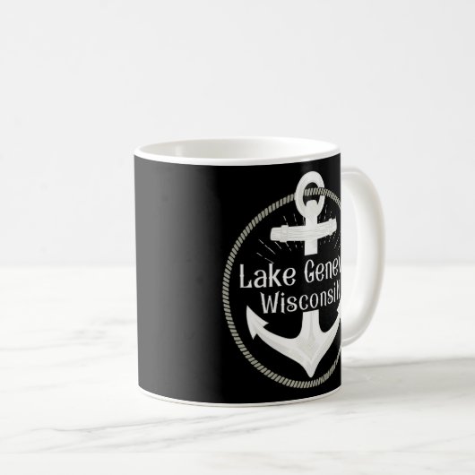 Mug Lac Léman Wisconsin Ancre nautique (Devant droit)