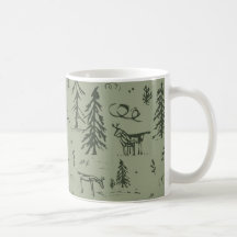 Lac Pine Deer Life - motif de bois de sauge vert.