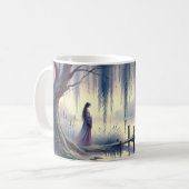 Mug Lac Serene Imaginaire avec saule et héron (Devant gauche)