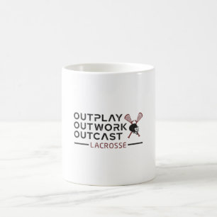 Mug Lacrosse Player Outplay Outwork Outcast Lax Cadeau
