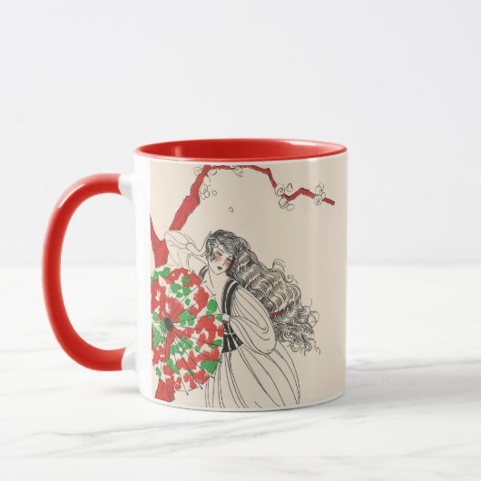 Mug LADY AVEC BOUMBRELLA Art Déco Beauté Cheveux mode (Gauche)