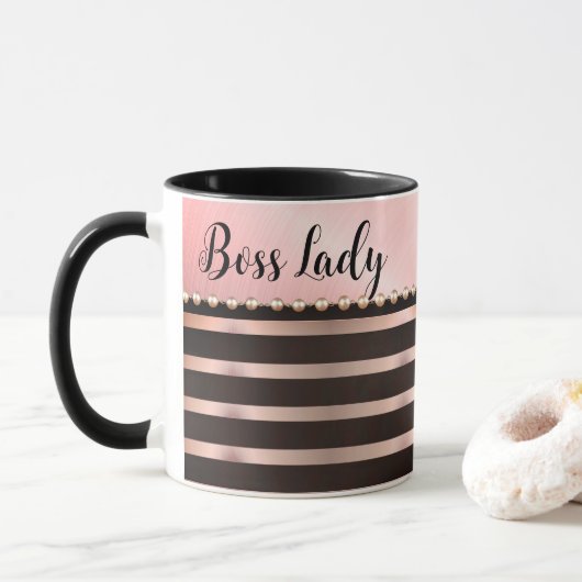 Mug Lady Boss Rose Épais (Avec donut)