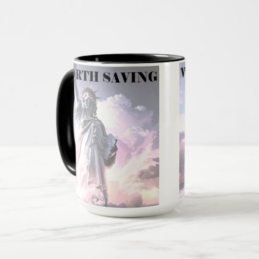 Mug Lady Liberty Worth Saving Democracy Political USA (Devant gauche)