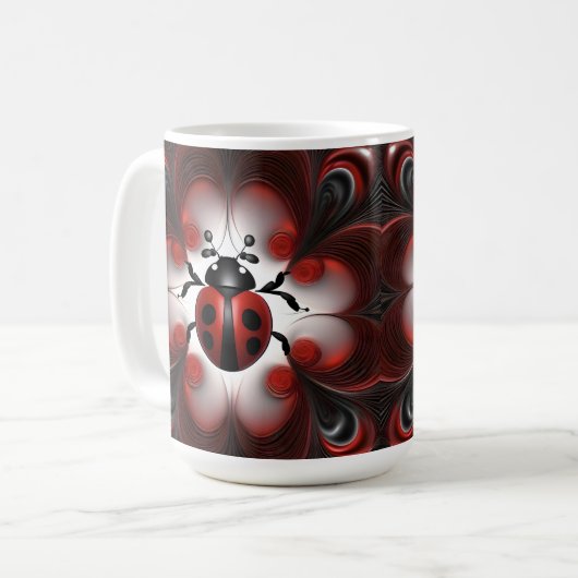 Mug Ladybird Fractal Art Design, (Devant gauche)