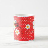 Mug Ladybug / ladybird rouge jaune blanc nom filles (Centre)