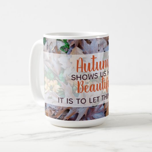 Mug laisser aller les choses automne tombé feuille feu (Devant gauche)