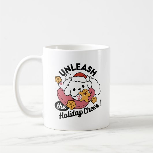 Mug Laisser la joie des fêtes - Noël de chien mignon (Gauche)