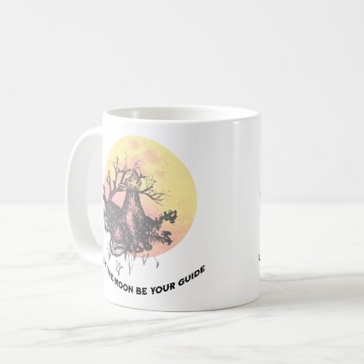 Mug Laisser La Lune Guide, Loup sur Lune, Lettres Rust (Devant gauche)