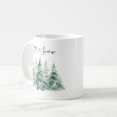 Mug Laisser l'aquarelle de neige sapin de Noël (Devant gauche)